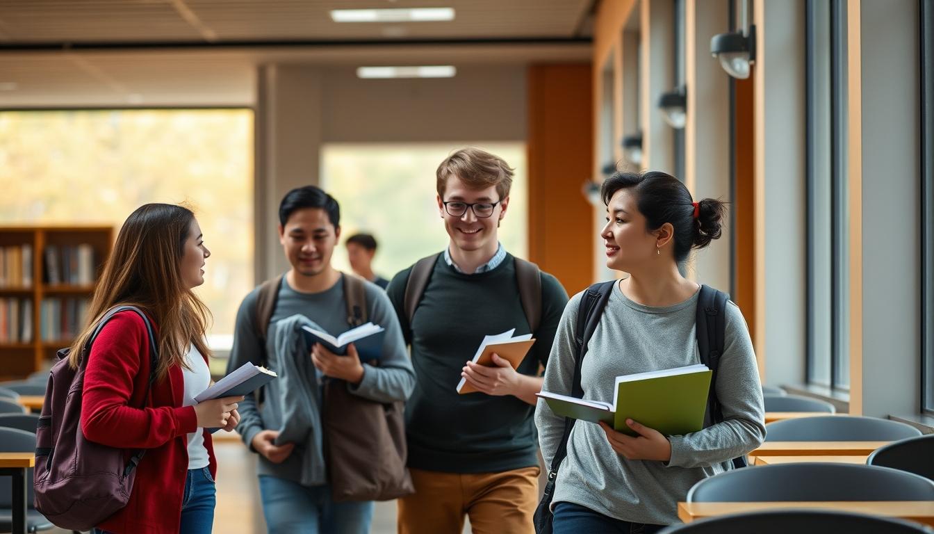 Students collaborating in study space